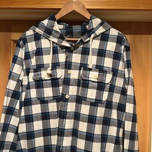 Aeropostale Men’s Large Long Sleeve Button-Up Hooded Shirt